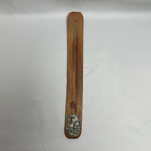 Vintage Wooden Incense Stick Holder Burner with Wizard Face and Blue Rhinestones