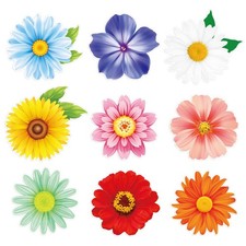 54Pcs Spring Flower Cutouts Bulletin Board Decorations Summer Floral Paper Cu...