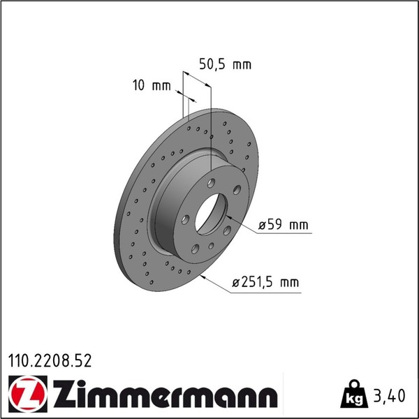 2X Zimmermann 110.2208.52 Bremsscheibe FüR Alfa Romeo Lancia 156 147 164 Delta-image