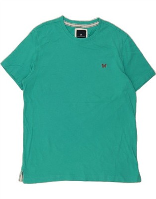 CREW CLOTHING Herren T-Shirt Oberteil Large Türkis Baumwolle DI75
