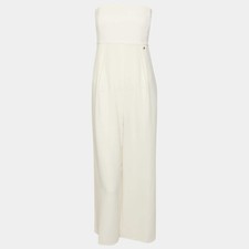 Elisabetta Franchi White Crepe Strapless Jumpsuit M