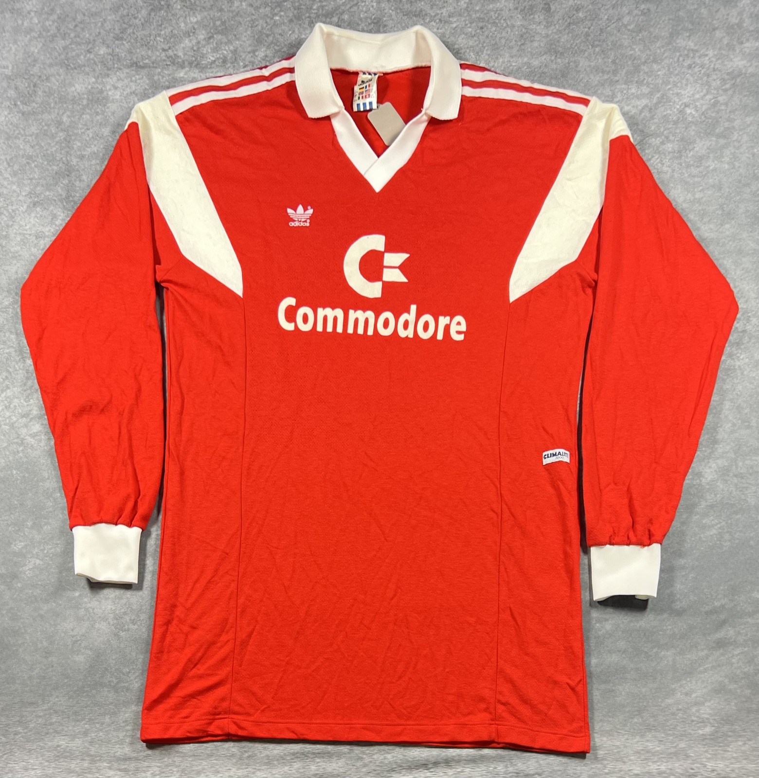 Vintage 80s Bayern Munich Adidas Red Long Sleeve Soccer Jersey Size XL Rare