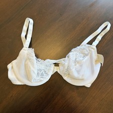 Vintage Vassarette Padded Lace Bra 34C White Underwire Front Clasp