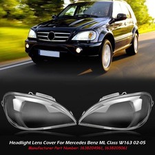 Paar Scheinwerferglas L+ R Klar Streuscheibe f&uuml;r Mercedes Benz ML W163 2002-05