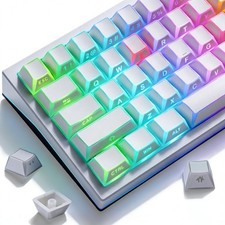136 Keys White PBT Shine Through Keycaps Cherry Profile Side Print RGB Backlit