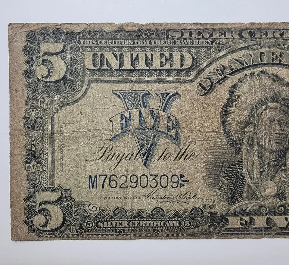 1899 Five Dollar "Indian Chief" Silver Certificate ($5 Large Note FR# 278) - Image 2 of 4