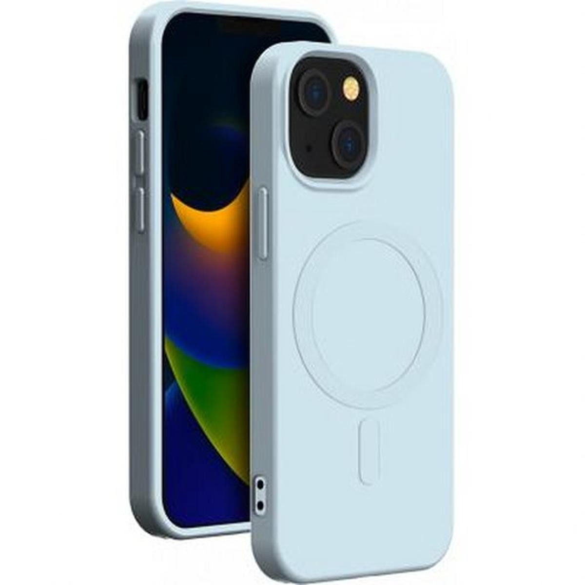 Coque silicone souple iPhone 15 Plus bleue BigBen pour éviter les rayures et amortir les chutes du quotidien