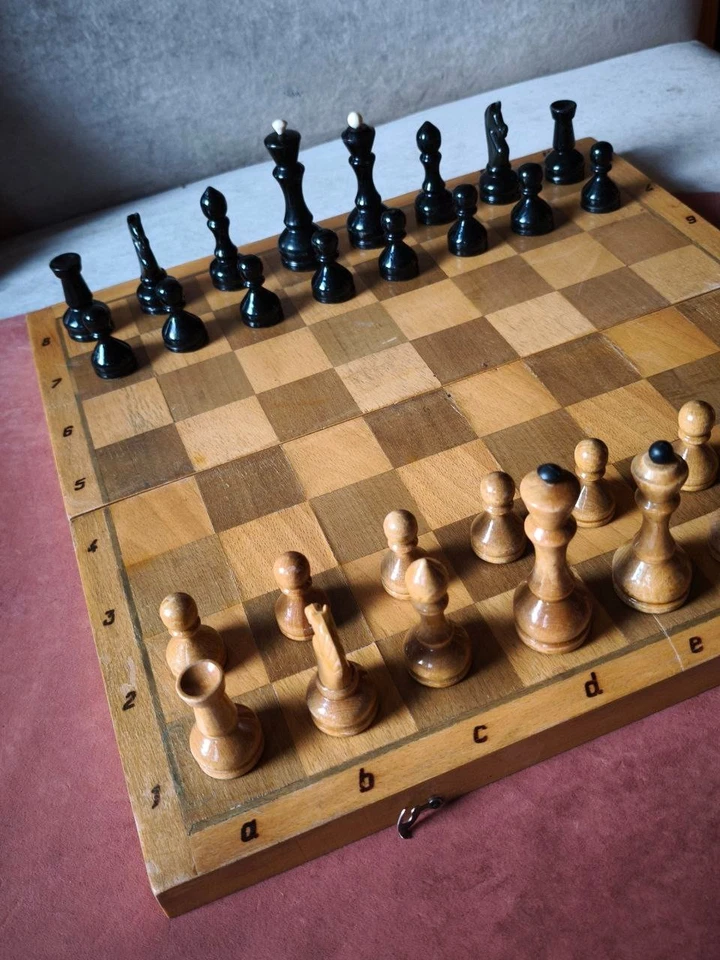 Vintage Soviet 70s Chess Set Big Wooden Pieces 45cm Board Rare Collectible Gift - Image 3 of 4