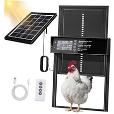 Solar Chicken Coop Door, Automatic Chicken Door Solar Powered  USB Charging,