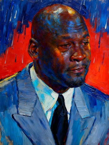 Michael Jordan Crying Meme Grailpop Oil Painting Art Card Print Limited /30
