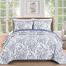 Quilt King Size Quilt Bedding Set with 2 Pillowcases, King 110"W 90"H Blue