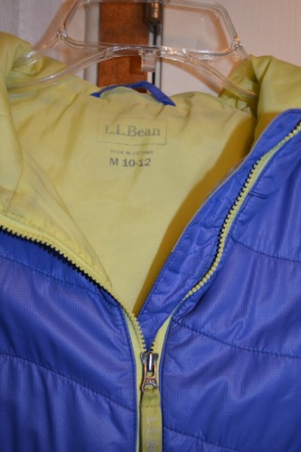 LL Bean Girl's Primaloft Lightweight Jacket - Blue & Yellow - Youth Size 10/12 - Picture 3 of 4