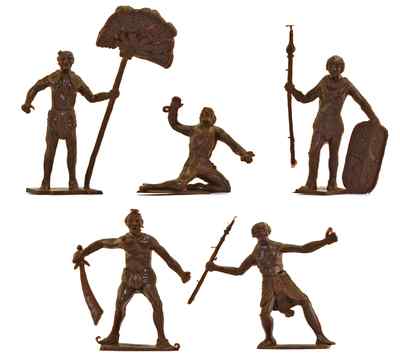 Cherilea Recasts - 5 Ancient Nubians - unpainted 60mm plastic