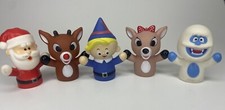 Rudolph the Red Nosed Reindeer 5 Ct Rubber Finger Puppet Bath Toy Set Santa 2  