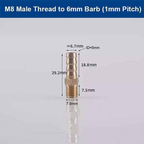 5 Pack 4/6/8mm Male Thread Brass Barb Fuel Hose Nipple Tail Joint Pipe Fittings - Picture 14 of 16