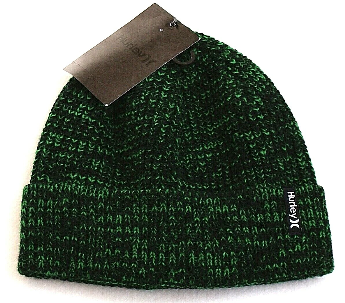 Hurley Green & Black Knit Cuff Beanie Men's One Size NWT