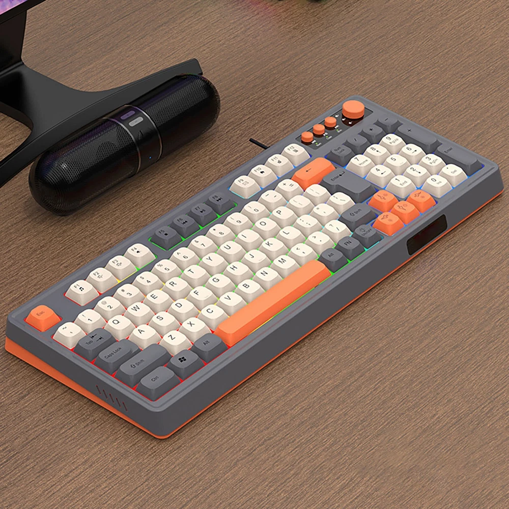Compact Illuminated Mechanical Keyboard for Gaming Laptop and Business Use