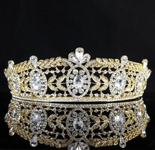 Regal Austrian Crystal Rhinestone Tiara Crown Prom Pageant Bridal Wed Gold T78g