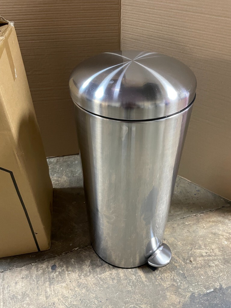 Habitat 30 Litre Domed Pedal Bin Waste Kitchen Stainless Steel (dented