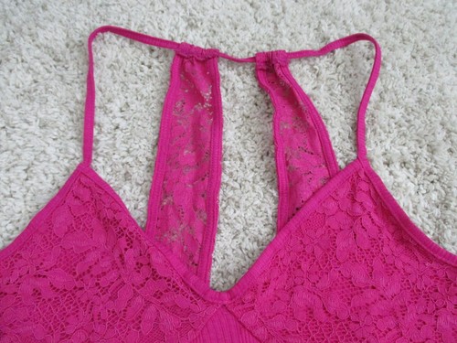 Anthropologie Ilia Lounge Spitze Detail Top Damen mittelrosa Tanktop gerippt gestrippt - Bild 4 von 13