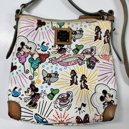 Disney Dooney & Bourke White Sketch Icons Crossbody Letter Bag Disney Land