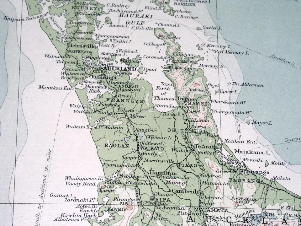 1922 PHYSICAL MAP OF NEW ZEALAND AUCKLAND CHRISTCHURCH DUNEDIN WELLINGTON ALPS - Image 2 of 4