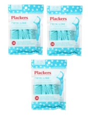 Plackers Twin-Line Dental Floss Picks, Cool Mint, 35 Count (Pack of 3)