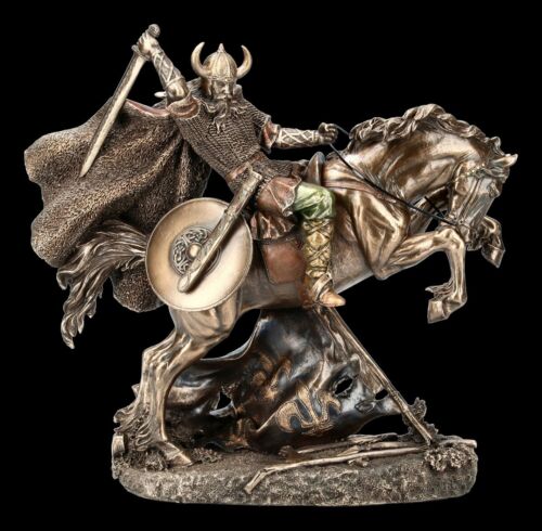 Wikinger Figur auf Pferd im Kampf - Veronese Statue bronziert Krieger - Bild 5 von 8