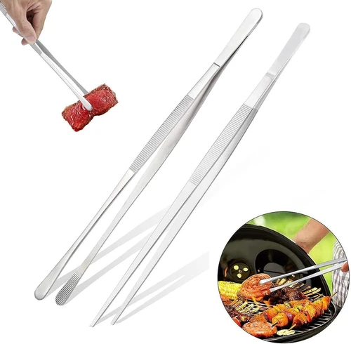 Stainless Steel Cooking Tweezers Long Large Grill Meat Kitchen Tweezers Tongs - Bild 1 von 12