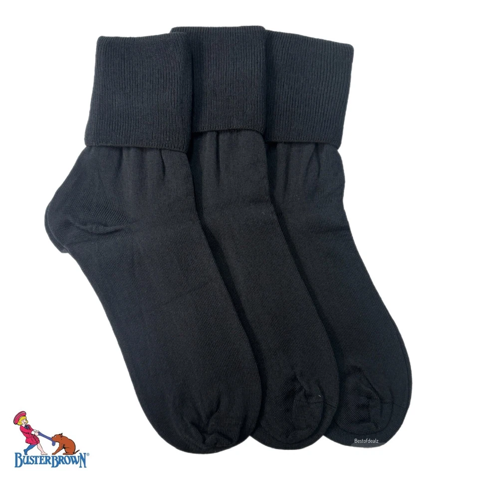 Buster Marrón Mujer 100% Algodón Calcetines Plegables Bobby Calcetines Calcetines Tobilleros, 3 Pares Foto 2 de 4
