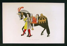 1843 Shaw Print - Horse & Attendant from Tournament Roll of Henry VIII - England