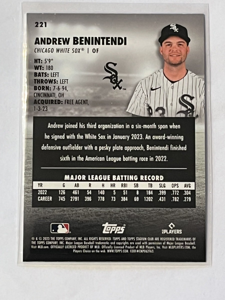 2023 Topps Stadium Club - Andrew Benintendi Black Foil White Sox