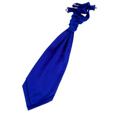 Royal Blue Mens Pre-Tied Ruche Cravat Satin Plain Solid Formal Wedding by DQT