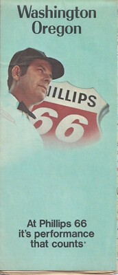 Vintage 1972 Phillips 66 Washington Oregon State Highway Travel Road Map 