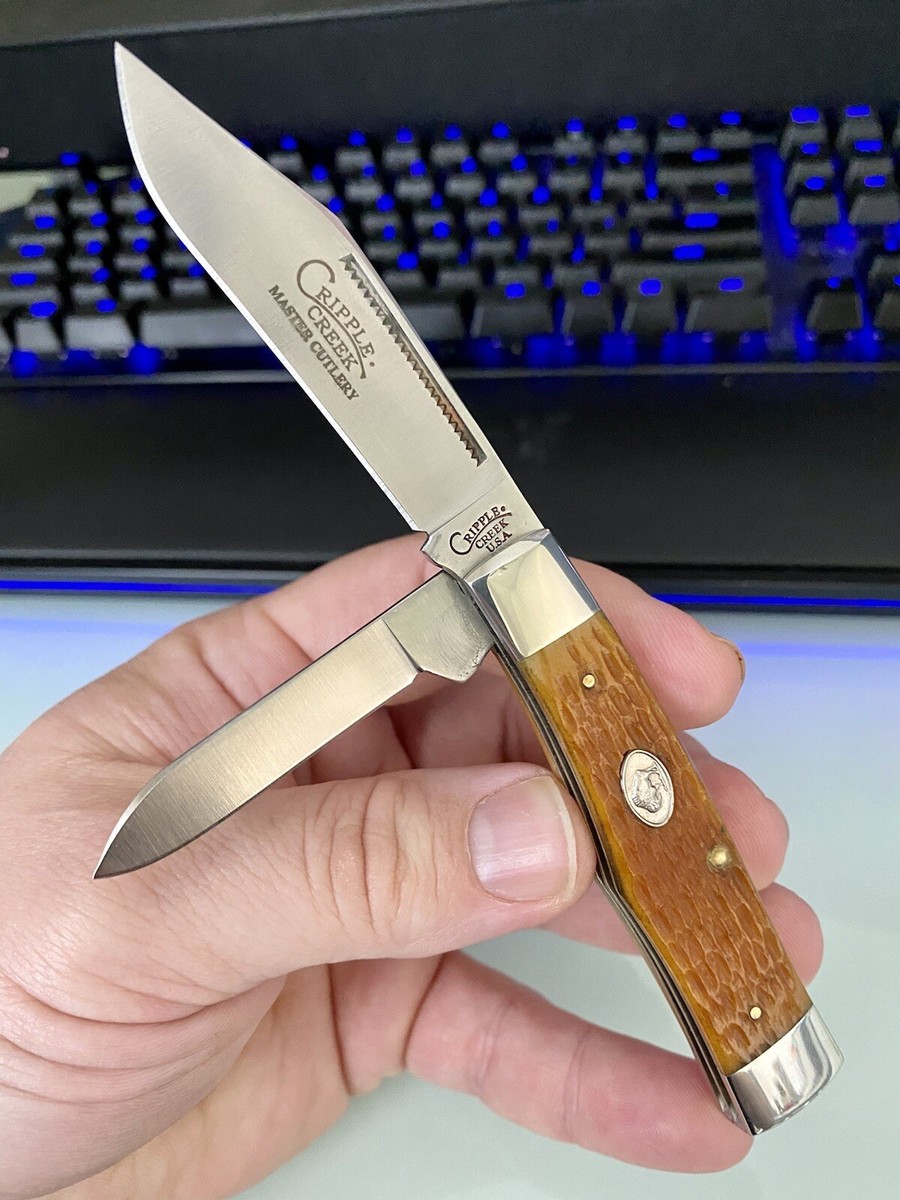 NEW CRIPPLE CREEK 2009 GUNSTOCK JACK BROWN HONEY BONE QUEEN KNIFE