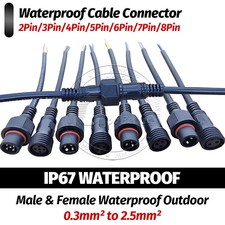 IP67 Waterproof Outdoor Cable Connector Plug 2/3/4/5/6/7/8Pin Male  Female
