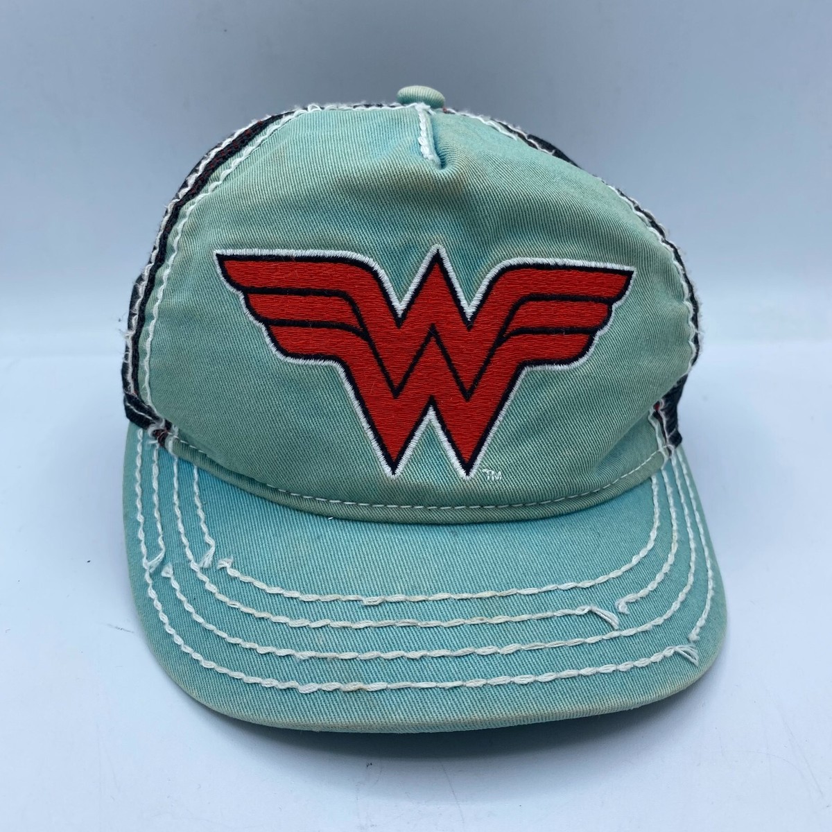WONDER WOMAN Baseball Cap Trucker Hat Teal Snapback | eBay display picture 1
