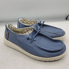 Hey Dude Wendy Sparkling Denim Youth K12 Blue Slip On Walking Shoes Casual