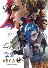 Arcane League of Legends Jinx Vi Jayce Full Cast Autograph Photo RP Anime Poster