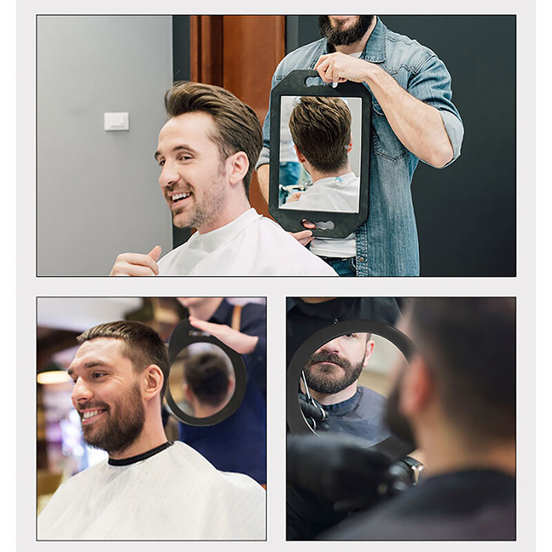 Foam Handheld Hairdressing Mirror Foam Round Rectangular Hairdressing