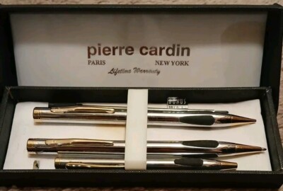 PIERRE CARDIN Pen & Mechanical Pencil Set w/ Bonus PDA Stylus Silver & Gold 