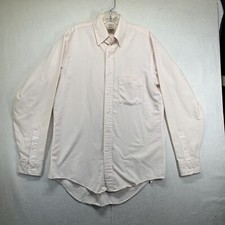 Vintage 70s Shirt Arrow Dover Pink Striped Cotton Blend Made USA Mens 15 34/35