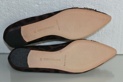 Escarpins Plats Manolo Blahnik Titto - Léopard Cristal Bijoux - Taille 38 - Neuf Avec Boîte