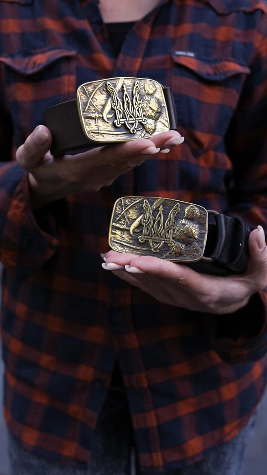 Cinturones para hombre hechos de cuero genuino "Bulava" negro | Regalo para e... - Imagen 4 de 4