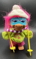 Vintage Russ Born To Ski Troll Doll 5 Pink Hair