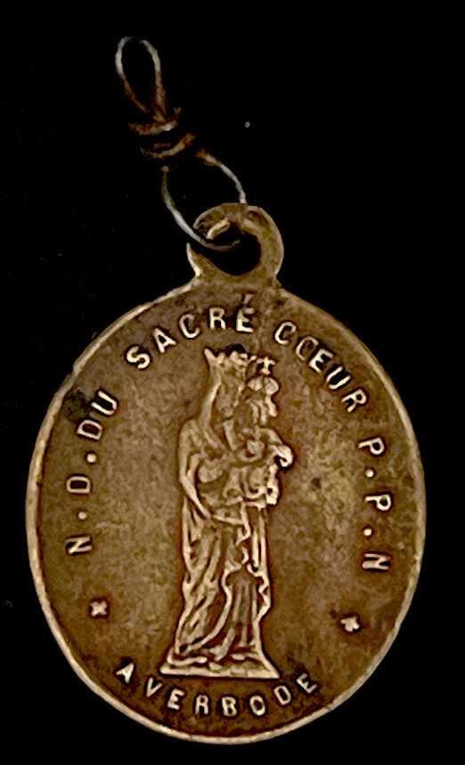 Vintage Catholic Notre Dame De Sacre Coeur Gold Tone Medal, France