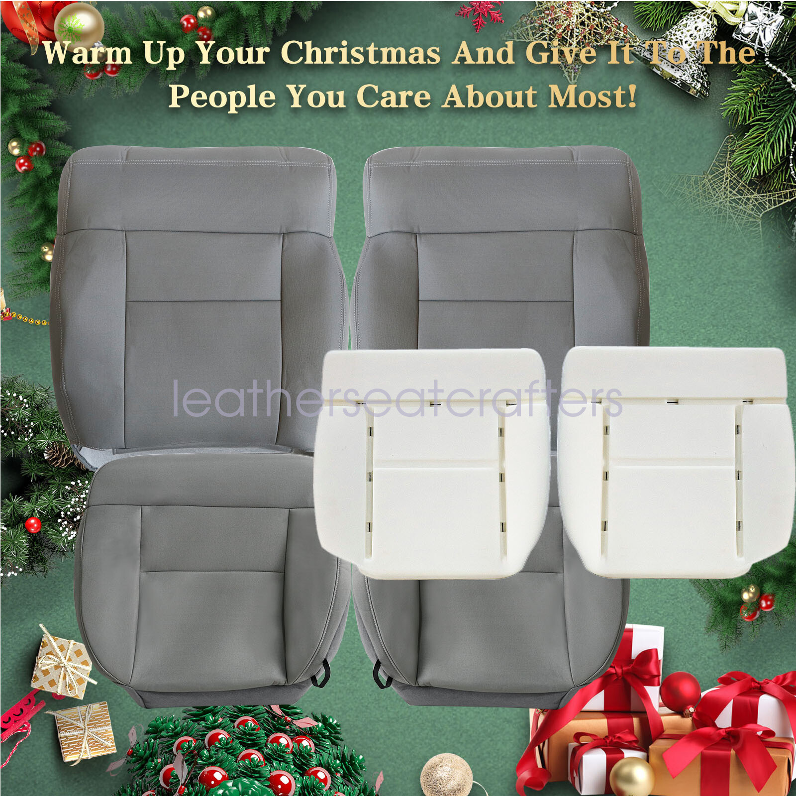 For 2004-2008 Ford F-150 Lariat Front Cloth Seat Cover Flint Gray / Foam Cushion