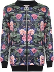 Women's Plus Camouflage Rose Bomber Jacket Ladies Print Zip Long Sleeve