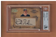 Kirk Gibson AUTOGRAPHED 2004 LEATHER & LUMBER LEATHER CUTS #10 TIGERS BECKETT AU