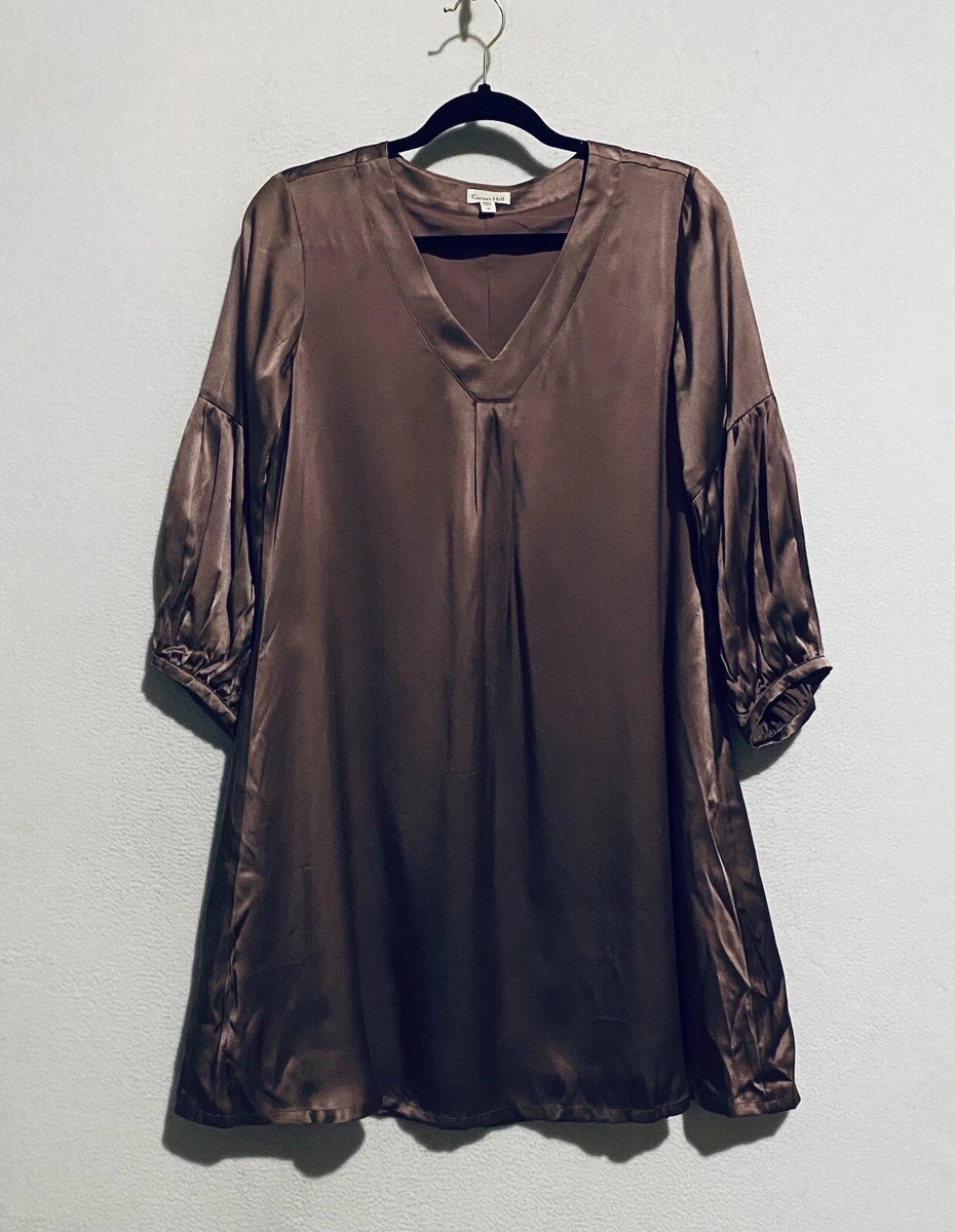 garnet hill silk dress Garnet Hill 100% Silk floral dress bell sleeves size 6 petite